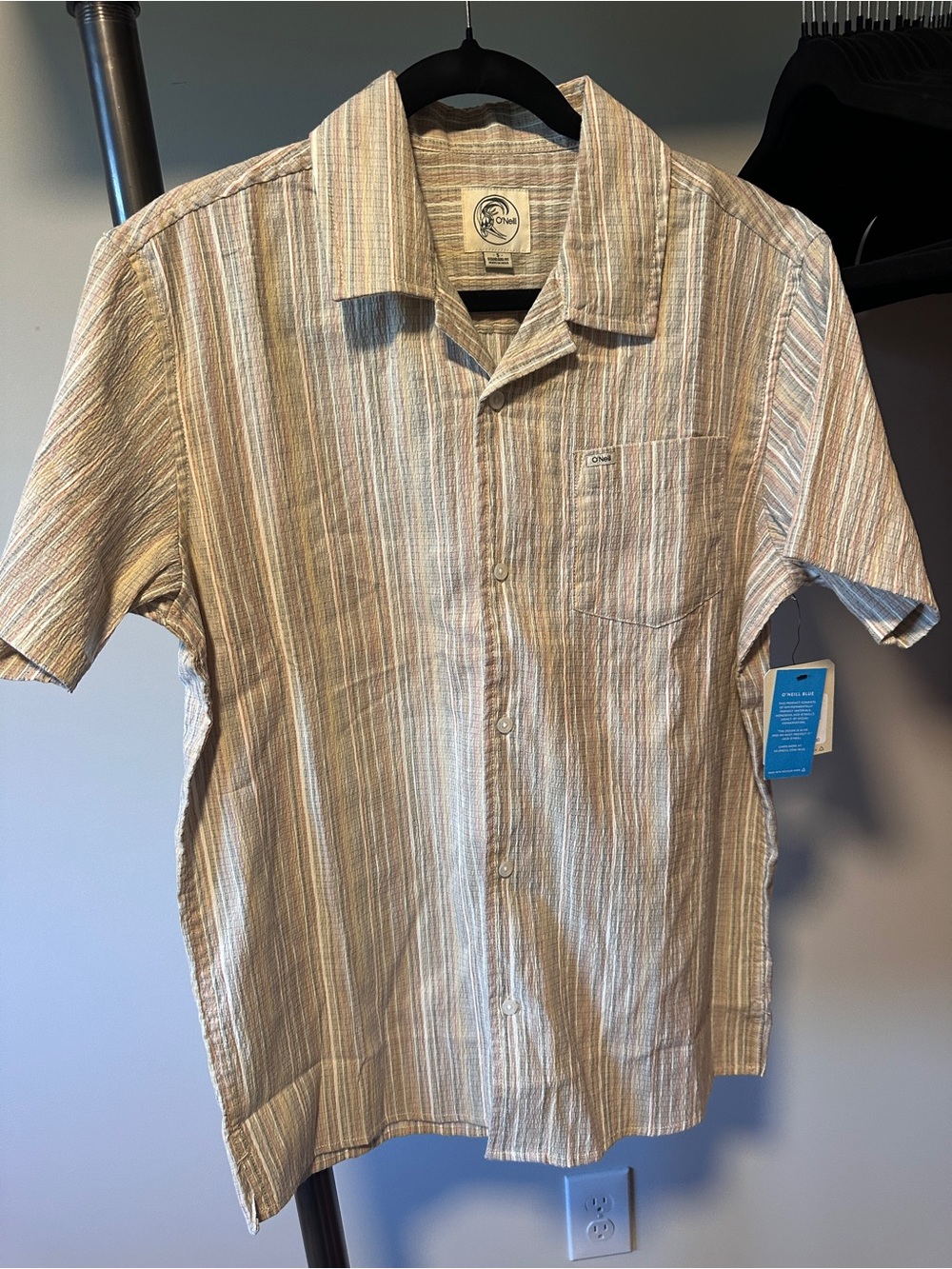Small | O’Neill | Golden Striped Button-Up Shirt Organic Cotton - Picture 3 of 7